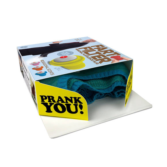 side of joke box for a Fart Filter from Prank-o