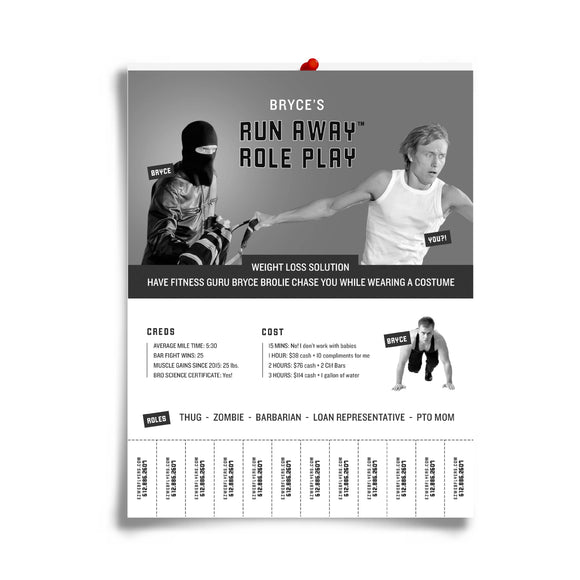 fake flyer for run away role play from Prank-O